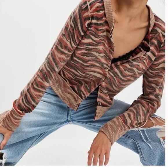 Free People Sweaters - NWOT Free People Nocturnal Patterned Cashmere Cardigan sweater Sm